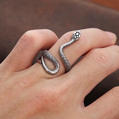 Gothic Animal Snake Rings For Men And Women Stainless Steel Opening Adjustable Ring Rock Punk Wind Biker Jewelry Free Shopping