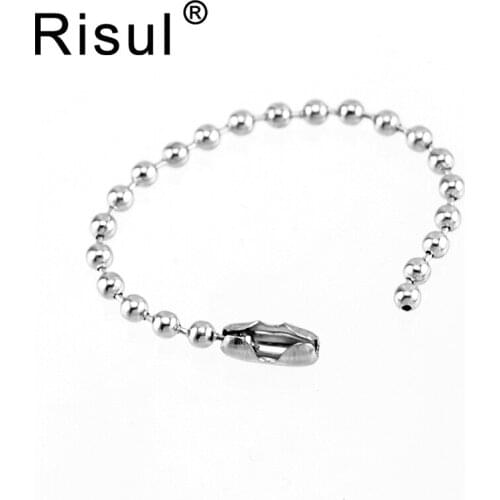 Risul 2.4/3mm ball bead chain Stainless Steel Short chain Customized diy fittings bail ball chain Wholesale 50pcs