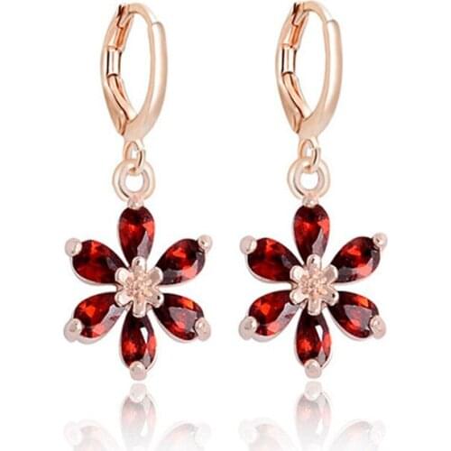 Flower Drop Earrings Women White Purple Pink Earrings For Lady Wedding Fashion Jewelry Gifts Decorations