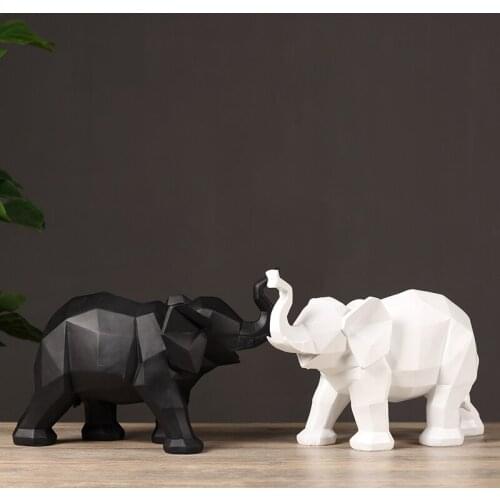 NORDIC GEOMETRIC ORIGAMI BLACK AND WHITE ELEPHANT CRAFTS DECORATION MODERN MODEL ROOM LIVING ROOMWINE CABINET ANIMAL FURNISHINGS