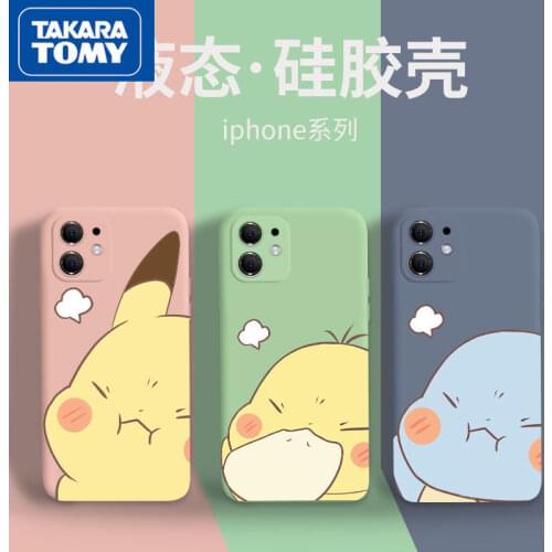 TAKARA TOMY Pokemon Pikachu Shatter-resistant Phone Case for IPhone 6S/7/8P/X/XR/XS/XSMAX/11/12Pro/12min Phone Couple Case Cover