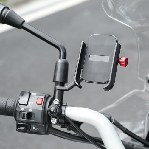 Vmonv Aluminum Alloy Motorcycle Rearview Mirror Universal Cell Phone Holder Stand Support Handlebar Bike Moto Mobile Phone Mount