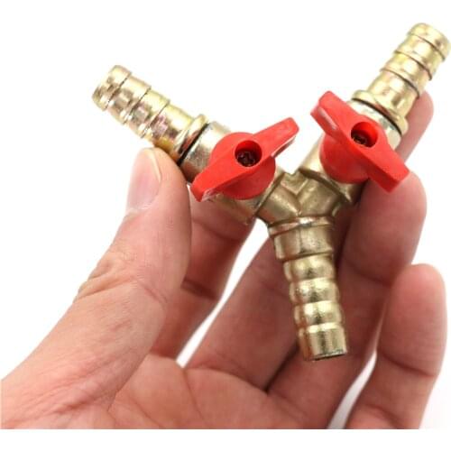 Clamp Fitting Hose Barb Fuel Water Oil Gas For Garden Irrigation Automotive 3/8" 10mm Brass Y 3-Way Shut Off Ball Valve