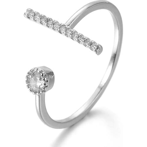 Ladies Ring Fashion Simple Adjustable Silver Plated Cubic Zirconia Ring Specially Designed Banquet Wedding Rings for Ladies
