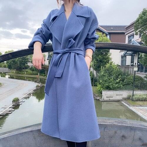 England Style 100% Wool Coat Autumn Winter Coat Women Thicken Ladies Coats and Jackets Long Overcoat Womens Clothes WPY1339