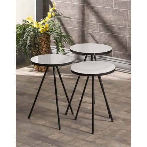 Zigon Coffee Table 3 Pcs Metal Toe Black White
