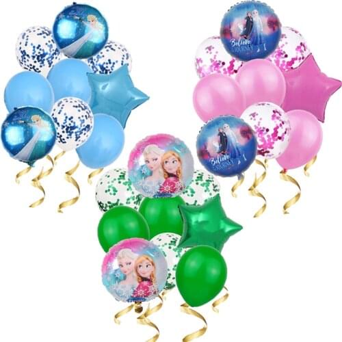 1set Elsa Disney Frozen Princess Helium Balloons Confetti Latex Balls Baby Shower Birthday Party Decorations Kids Toys Girl Gift