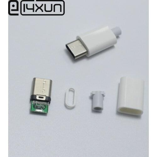 1set OTG USB 3.1 Type C to Type C Male Plug Welding Type USB-C 4 in 1 Cable Charging Connector For Apple iPhone 5 ipad ect white