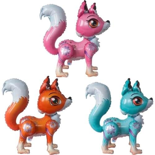 1pcs Standing Fox Ballons Birthday Decor Party Supplies Children Boys Baby Shower Toy For Kids 4D Fox Animal Foil Balloons