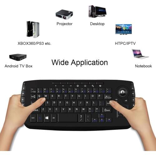 Mini Wireless Keyboard with 2.4G +Trackball 2 In 1 Mouse 94 Keycaps Game Computer Keyboard Mouse Set For Windows PC Desktop