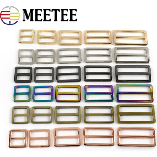 20Pcs Meetee 19/25/32/38/50mm Metal Tri-Gilde Adjust Belt Buckles Bags Strap Webbing Ring DIY Clothes LeatherCraft Accessories