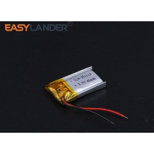 3.5x11x19mm 3.7V 40mAh Rechargeable li Polymer Li-ion Battery Fr bluetooth headset Bracelet Wrist Watch MP3/MP4 RC toy 351119