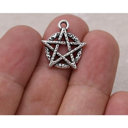 30PCS Tibetan Silver Plated Star of David Charms Pendants for Jewelry Making Bracelet Necklace DIY Accessories Craft 20x18mm
