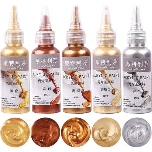 60ml Acrylic Paint Metallic Gold Silver Copper For Epoxy Resin Jewelry Making Plaster Doll Handmade DIY Colorant Pigment