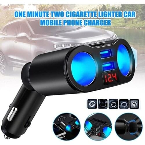 3.1A Dual USB Car Charger 2 Port LCD Display 12-24V Cigarette Lighter Socket Rotatable Mobile Phone Fast Charger Power Adapter