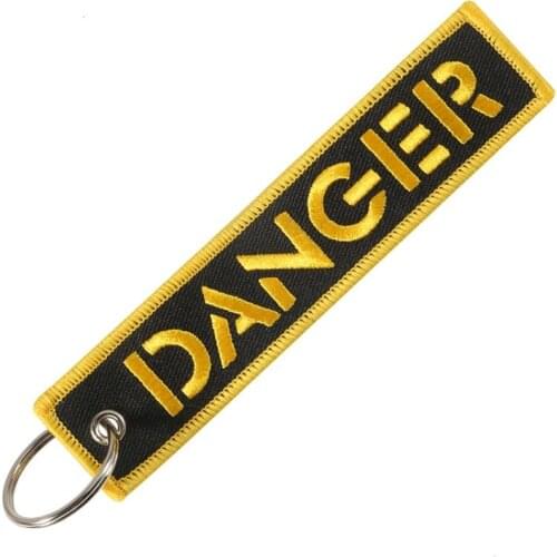DANGER Keychain for Motorcycles Tag Embroidery Key Chain for Scooters Key Fobs Car Truck Key Ring EDC chaveiro masculino