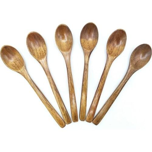 Wooden Honey Spoon Coffee Tea Spoons Japanese Cutlery Wood Dessert Cake Spoons Baby Kids Flatware Kitchen Accessories 6/10/12pc