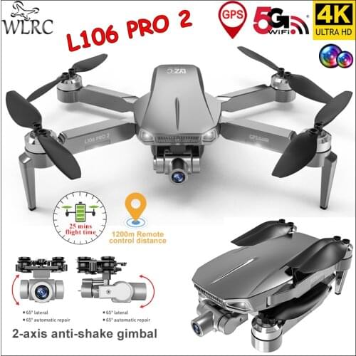 WLRC L106 PRO2 FPV Drone GPS 4k Professional Dual HD Camera 2-axis Gimbal Brushless Motor 26mins Distance 1.2km Rc Plane Toys