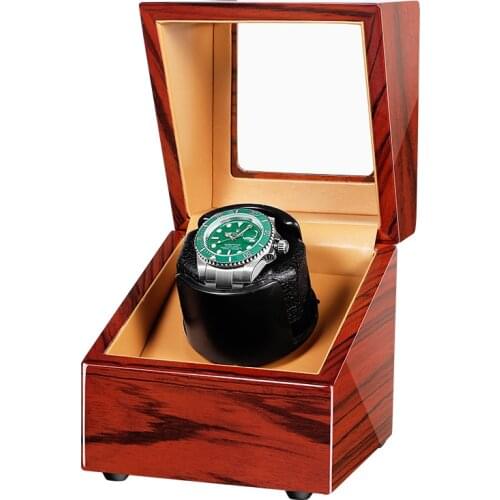 Ebony Wood Automatic Watch Winder Box Accessories Display Mechanical Rotating Leather For Automatic Watches