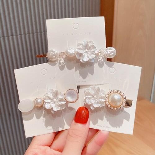Ruoshui Floral Hairpins Elegant Pearl Hair Clips Women Hair Accessories Lady Headwear Barrettes Hairgrip Ornaments