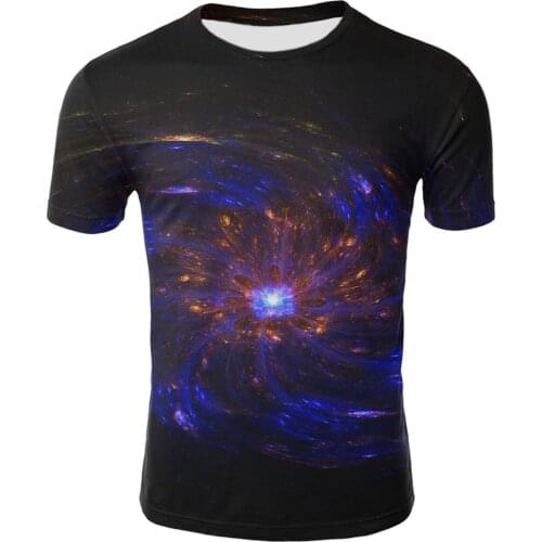 2021 new fashion men’s T-shirts, beautiful starry sky tops, 3D printed summer short-sleeved round neck shirts, trendy streetwear