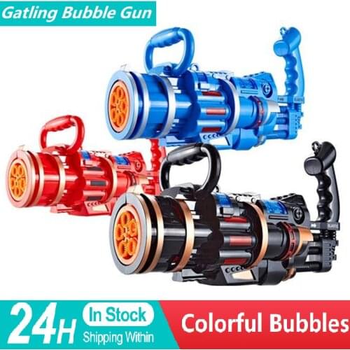 Hot Automatic Gatling Bubble Gun Toys Electric Sound And Light Bubble Blower Maker Kid Gatling Bubble Machine Summer Outdoor Toy