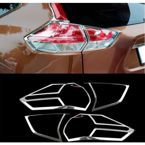 Chrome Rear Tail Light Lamp Cover Trim 4pcs for Nissan Rogue X-Trail 2014 2015