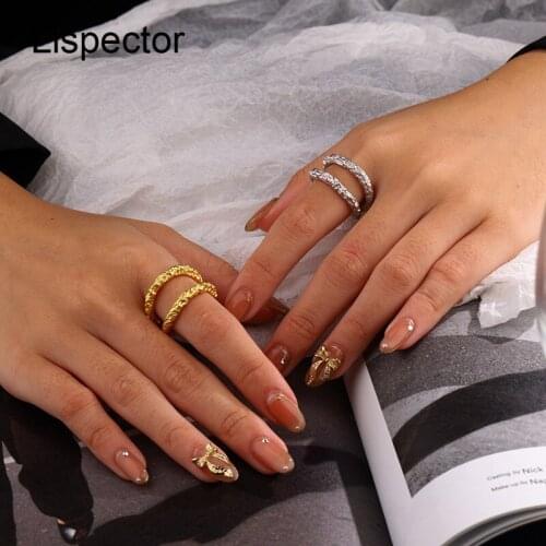 Lispector 925 Sterling Silver Korean Hip Hop Irregular Pleated Rings for Men Women Chic Chunky Ring Party Club Unisex Jewelry