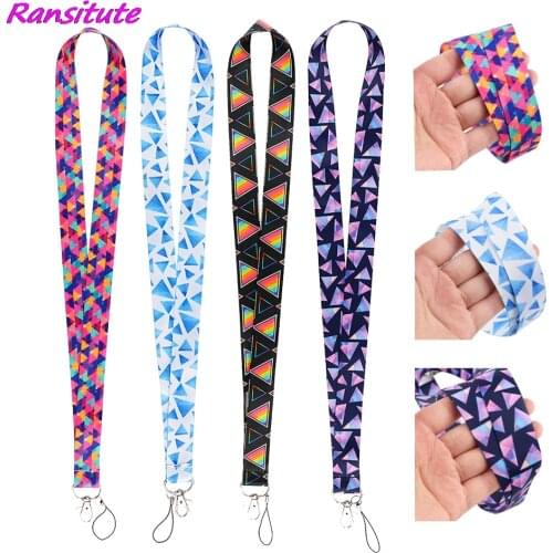 Ransitute R1917 Colorful Triangle Painting Art Key Chain Lanyard Neck Strap For Phone Keys ID Card Creative Lanyards Accessories