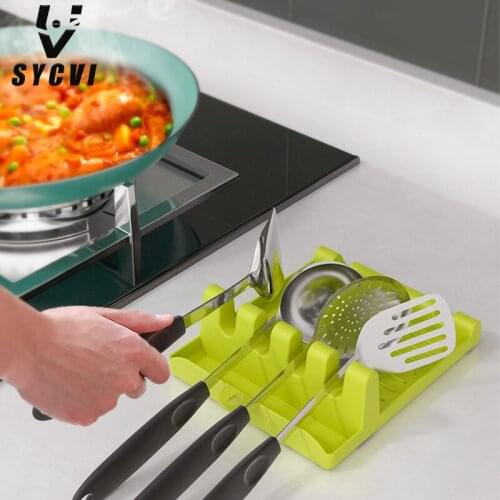 Hot Cooking Utensil Rest Kitchen Organizer and Storage with Drip Pad Kitchen Fork Spoon Holders Non-slip Pad Kitchen Accessories