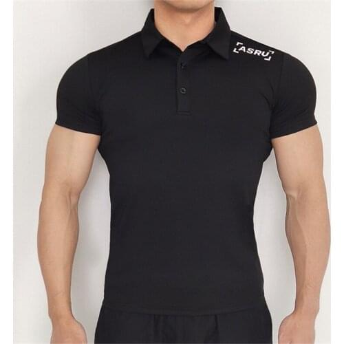 Mens Running T Shirt Sport Sweatshirt Short Sleeve Casual Summer Turn-over Collar Shirt Mens Fitness T-shirt Slim Fit Tee Tops