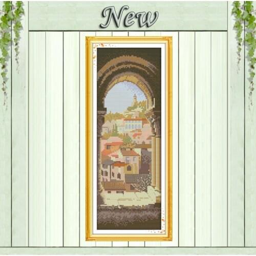 Spanish arch countryside scenery paintings Embroidery sets Cross Stitch DMC 14CT 11CT Counted printed on canvas Needlework kits