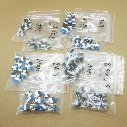 40PCS 5.8*5.8 7*7 8*8 8.5*8.5mm Self Locking & Non Locking Push Tactile Power Micro Switch Kit 6 Pin Button Switches Each 5pcs
