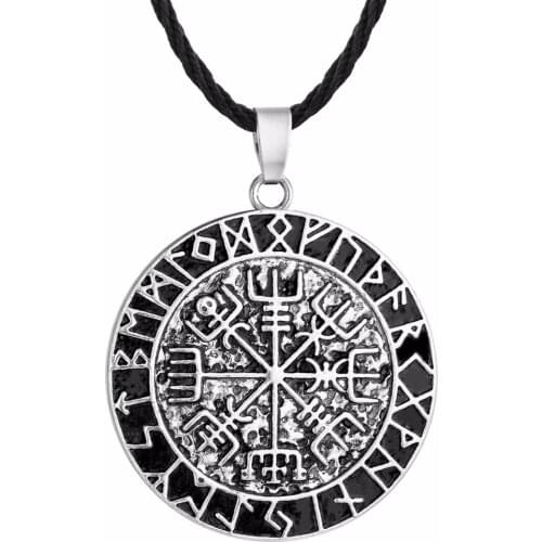 Nostalgia Viking Vegvisir Compass Odins Symbol Of Norse Runic Runes Amulet Pendants Necklaces Vintage Jewelry