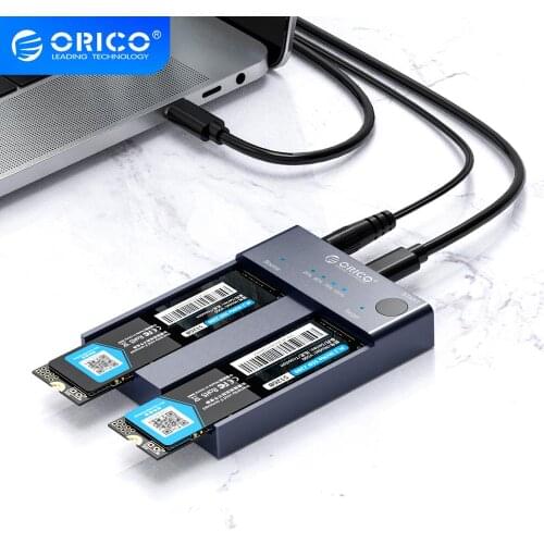 ORICO Dual Bay M.2 NVME SSD Enclosure Offline Clone USB C 3.1 Gen2 10Gbps For M Key & M/B Key NVME PCIe SSD Hard Drive Reader