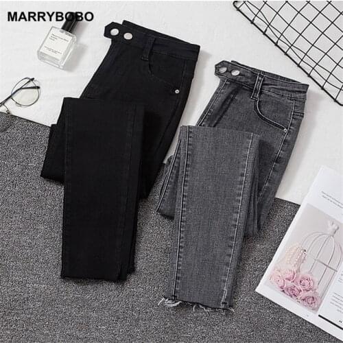 Autumn Winter Women Long Denim Pants Black Female Jeans 2021 Casual Retro Stretch Bottoms Vintage Work Wear Pencil Pants