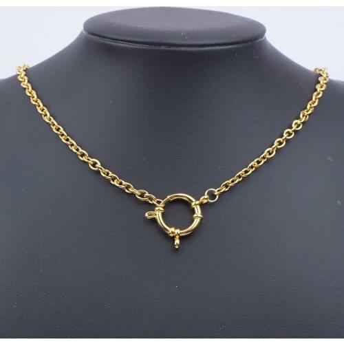 100% Stainless Steel O Rolo Chain Necklace For Women Gold/Silver Color Metal Link Chain Choker Necklaces