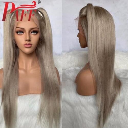 PAFF Transparent Lace Lace Front Human Hair Wigs ash blonde Color Silky Straight Brazilian Remy Hair Pre Plucked Baby Hair