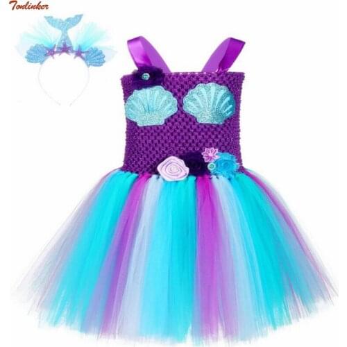 Girls Unicorn Flowers Tutu Dress With Matching Horn Hair Hoop Set For Kids Birthday Theme Party Dress Princess Cosplay Costumes