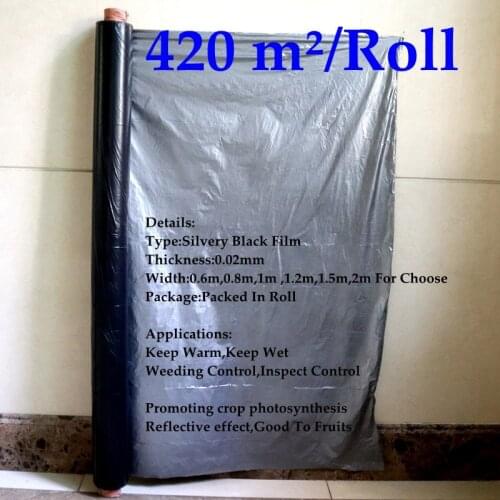 Wholesale 420m²/Roll 0.02mm Silver Black Reflective Mulch Film Agricultral PE Plastic Film Promoting Plants Grow Photosynthesis