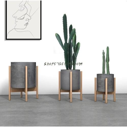 Nordic solid wood flower stand single living room balcony green plant stand simple beech Japanese log flower pot base bracket