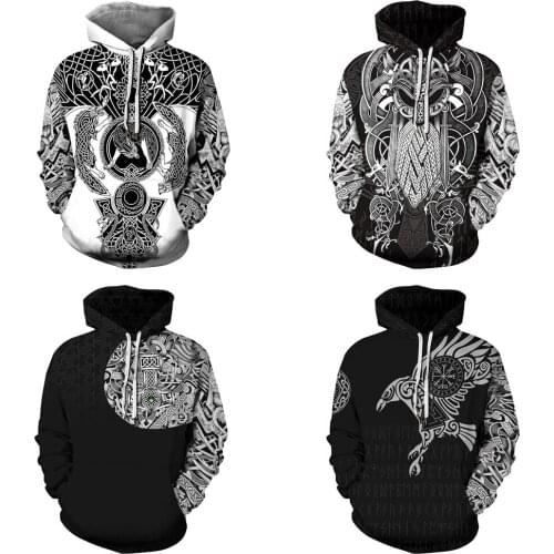 QNPQYX winter Fashion Men hoodies 3D All Over Printed Viking Tattoo hip hop Hoodies costume Unisex Casual Tracksuit streetwear