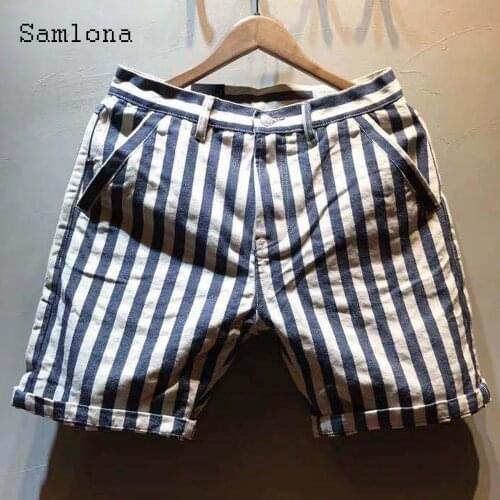 Samlona 2021 Stylish simplicity Men Fashion Zipper Pocket Shorts Half Pants Summer Casual All-match Demin Shorts Man Streetwear