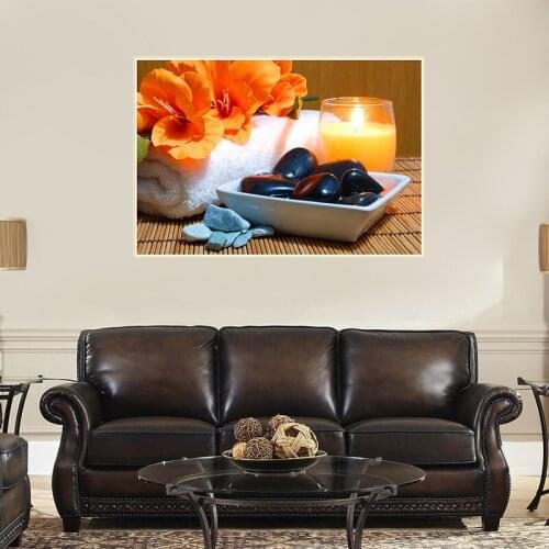 Modern 1 piece SPA Zen Stone Flower Canvas Prints Perfect Bamboo Green Pictures On Canvas Wall Art For Home Decor Living Room