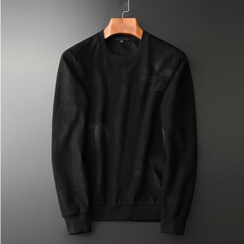 Yarn-dyed Feathers Luxury Round Collar Spring And Autumn Sweatshirts Men Fashion Slim Fit Mens Hoodies