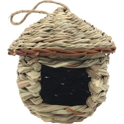 Grass Bird Hut ,Cozy Resting Place for Birds,Provides Shelter From Cold Weather,Hand Woven Bird Houses Nest perfect for Finch