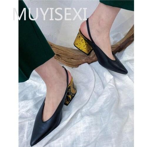 Pumps slingbacks 6cm high heels buckle straps pointed toe fairy princess fashion breathable ladies shoes women HL230 MUYISEXI