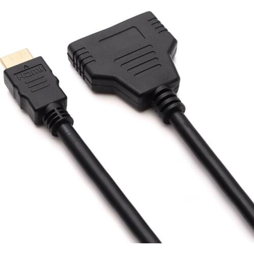 High Quality HDMI-compatible 1 Male To Dual HDTV 2 Female Y Splitter Cable Adapter 1 In 2 Out Converter Connect Cord 500pcs/lot