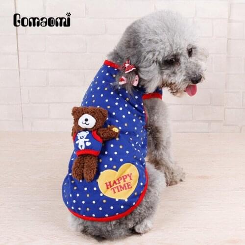Gomaomi Polka Dot Pet Clothes Cat Dog Vest with Removable 3D Bear Toy Teddy Party Tank Top