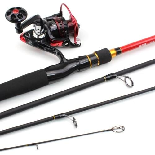 1.8m 1.98m 2.1m 4 Section Lure Rod and Reels set Carbon Spinning Fishing Rod Travel Rod M Power Travel Trout Fishing Pole